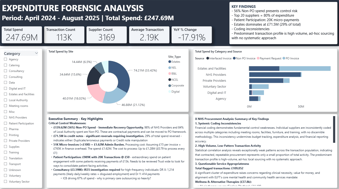 Forensic expenditure analysis dashboard preview